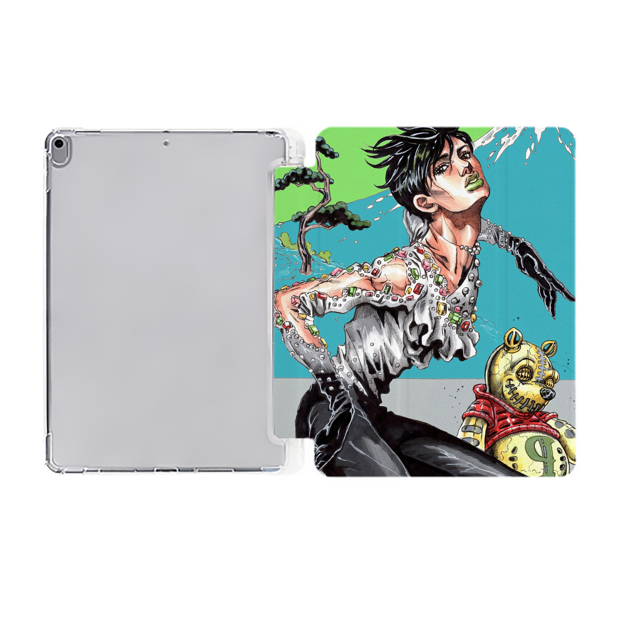 （画像用） ジョジョの奇妙な冒険 JoJo's Bizarre Adventure IPad ケース ペン収納付き 三つ折りスタンド PUレザー×シリコン 対応機種9.5/10.5/10.9インチ